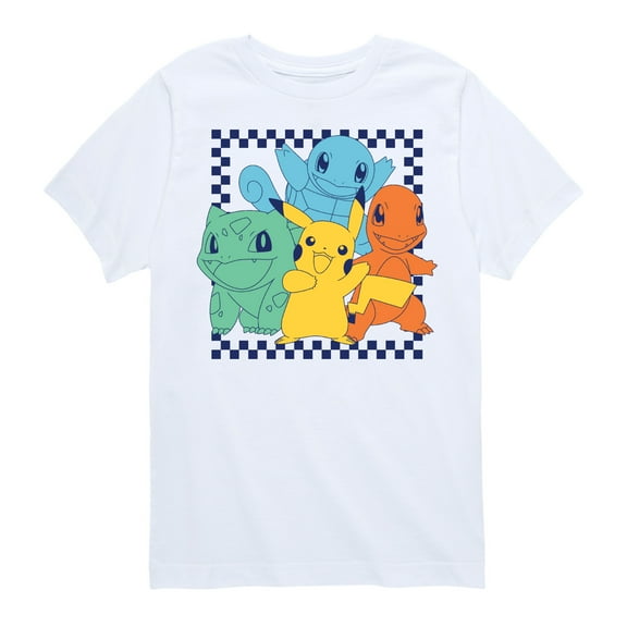 Pokémon - Friends Retro Checkered - Youth Short Sleeve Graphic T- Shirt