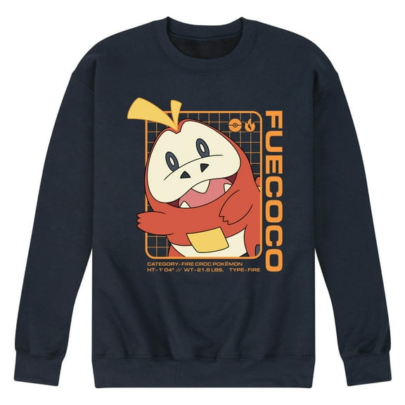 Pokémon - Fuecoco Stats - Men's Crew Neck Fleece Pullover