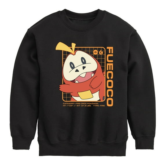 Pokémon - Fuecoco Stats - Youth Crewneck Fleece Sweatshirt
