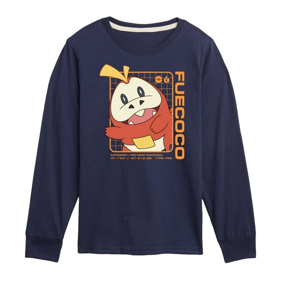 Pokémon - Fuecoco Stats - Youth Long Sleeve Graphic T-Shirt