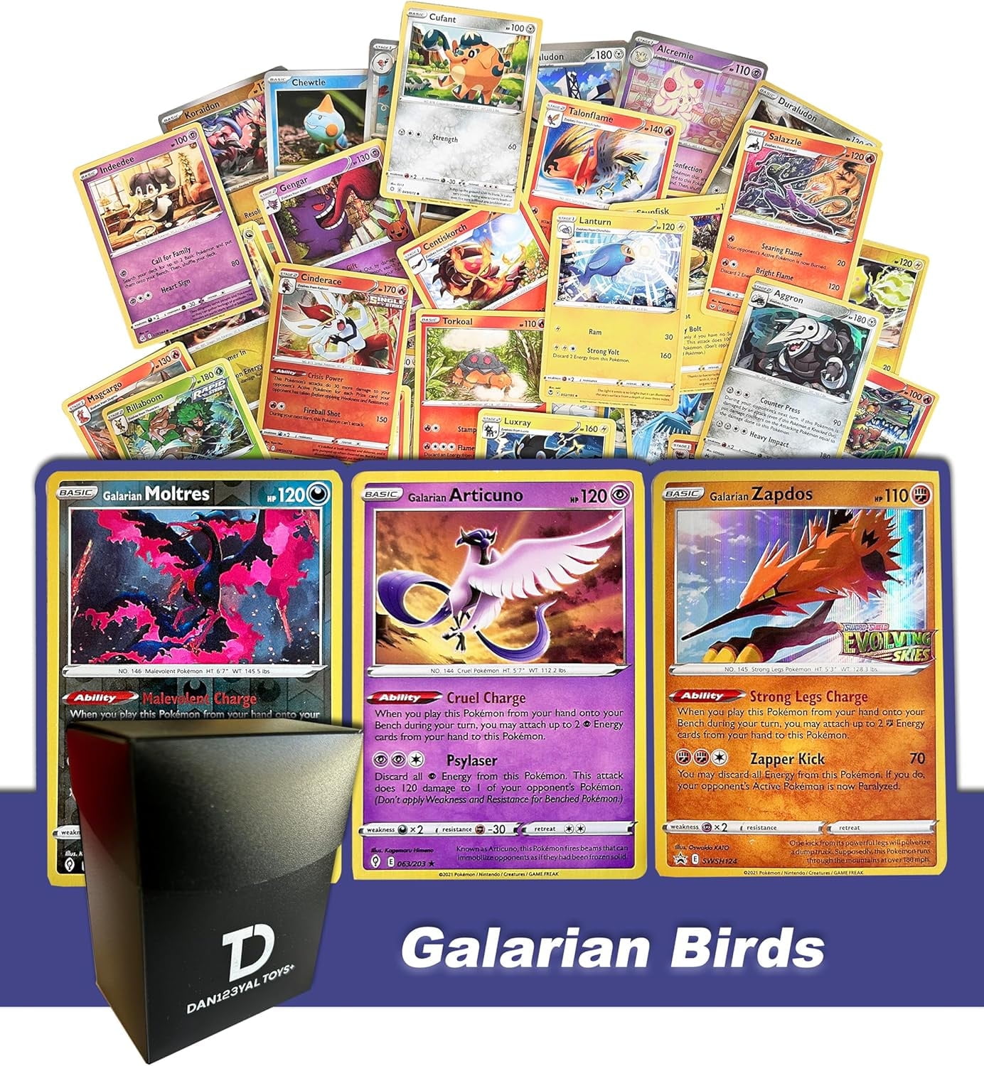 Pokmon Galarian Birds TCG Random Assortment Bundle || Guaranteed Galarian Bird Trio + 6 Holographic Cards + 6 High HP Cards + Dan123yal Deck Box - Walmart.com Pokmon Galarian Birds TCG Random Assortment Bundle || Guaranteed Galarian Bird Trio + 6 Holographic Cards + 6 High HP Cards + Dan123yal Deck Box - Walmart.com