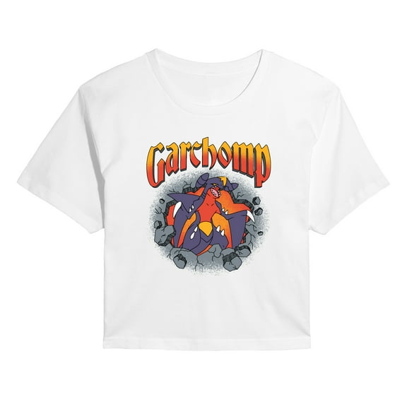 Pokémon - Garchomp Rocks - Juniors Cropped Short Sleeve Graphic T-Shirt