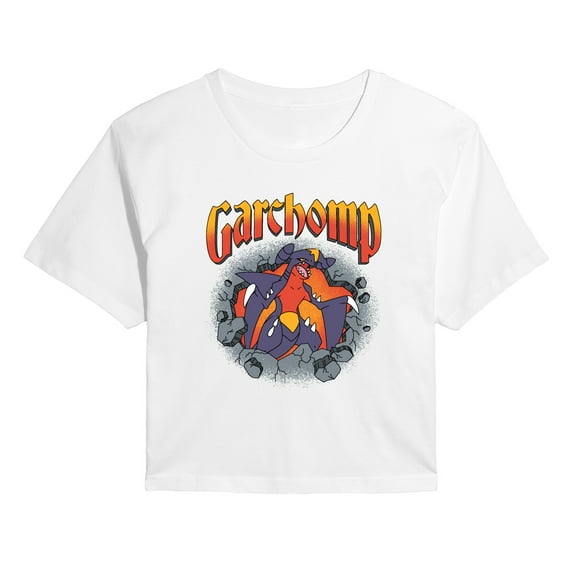 Pokémon - Garchomp Rocks - Juniors Cropped Short Sleeve Graphic T-Shirt