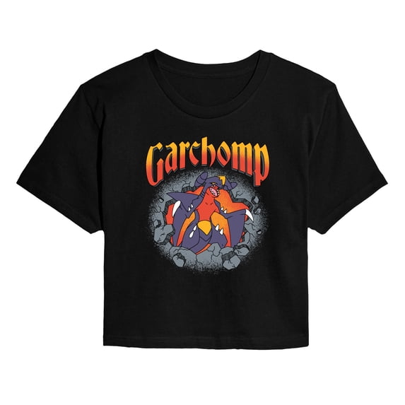 Pokémon - Garchomp Rocks - Juniors Cropped Short Sleeve Graphic T-Shirt