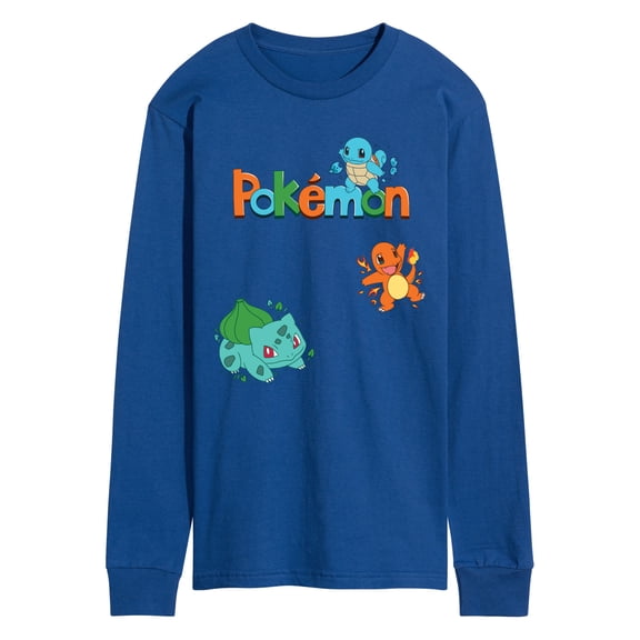 Pokémon - Bulbasaur, Charmander, Squirtle Men's Long Sleeve Graphic T-Shirt