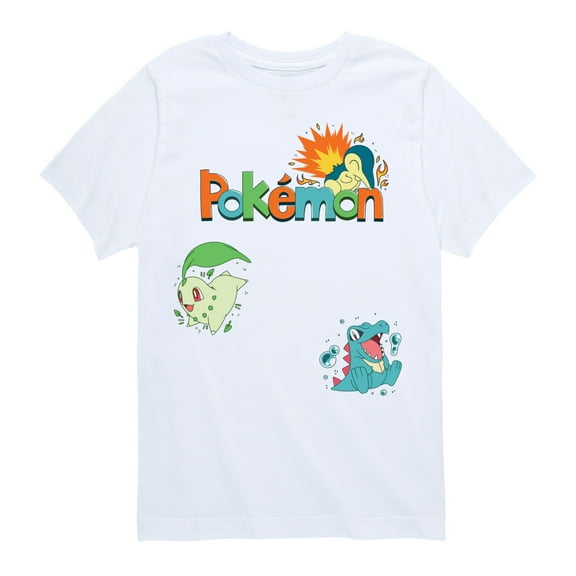 Pokémon - Gen 2 Chikorita, Tepig, Totodile - Youth Short Sleeve Graphic T-Shirt