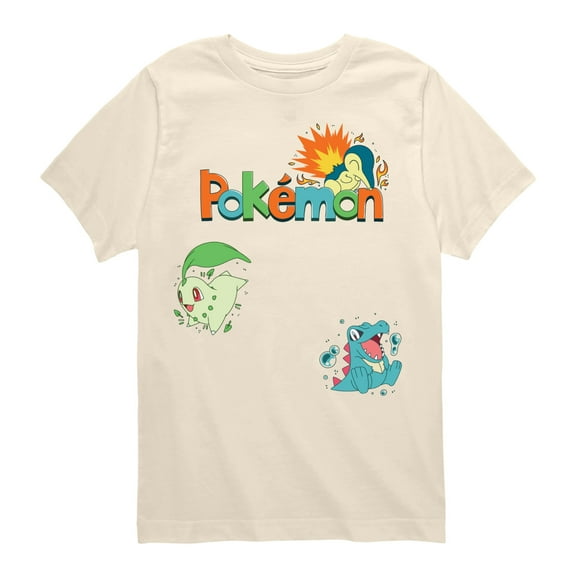 Pokémon - Gen 2 Chikorita, Tepig, Totodile - Youth Short Sleeve Graphic T-Shirt