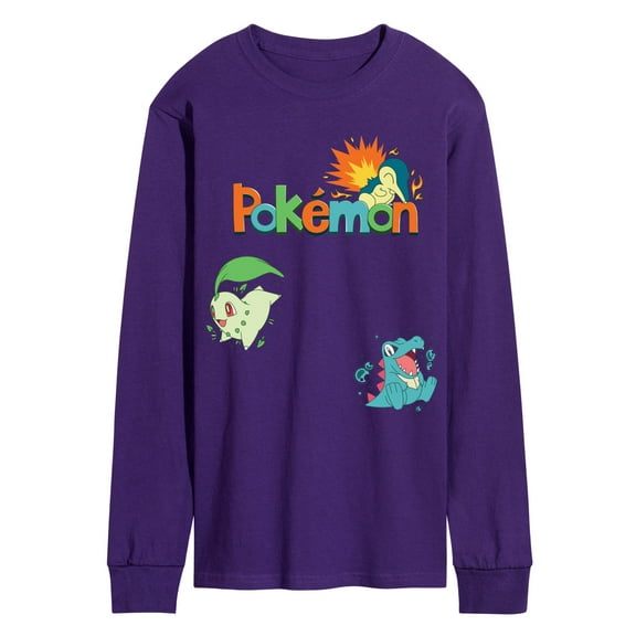 Pokémon - Chikorita, Cyndaquil, Totodile - Men's Long Sleeve Graphic T-Shirt