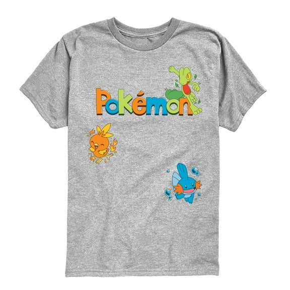 Pokémon - Gen 3 Treeko, Mudkip, Torchic     White Or Cream Only- Youth Short Sleeve Graphic T-Shirt