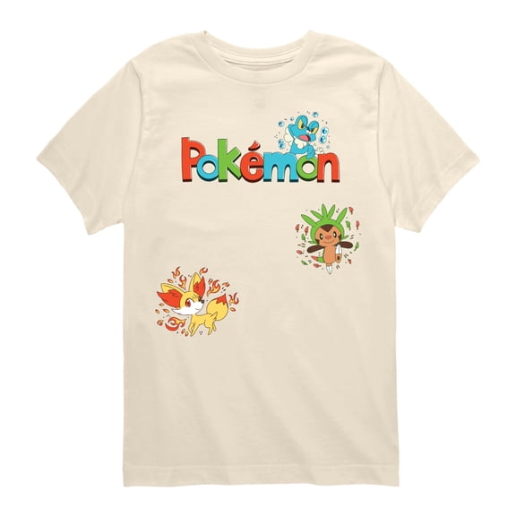 Pokémon - Gen 6 Chespin, Froakie, Fennekin   - Youth Short Sleeve Graphic T-Shirt
