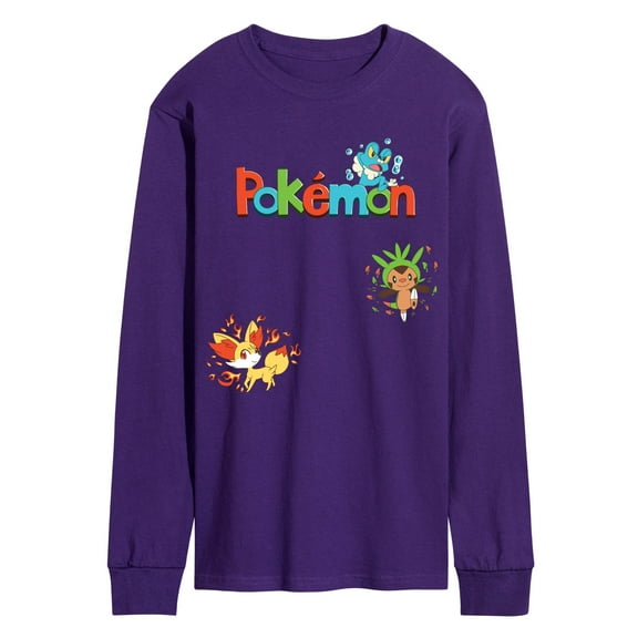 Pokémon - Chespin, Fennekin, Froakie  - Men's Long Sleeve Graphic T-Shirt