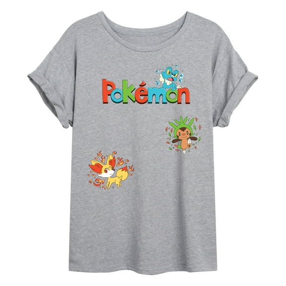 Pokémon - Chespin, Fennekin, Froakie - Womens Oversized Graphic T-Shirt