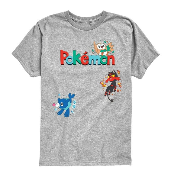 Pokémon - Gen 7 Rowlet, Popplio, Litten - Youth Short Sleeve Graphic T-Shirt