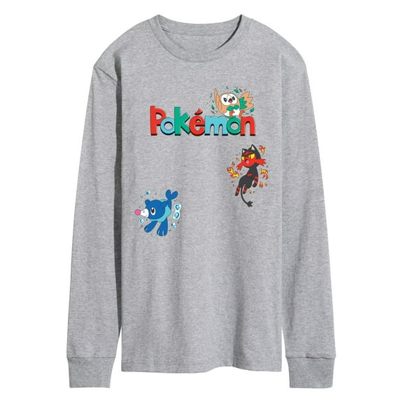 Pokémon - Rowlet, Litten, Popplio  - Men's Long Sleeve Graphic T-Shirt