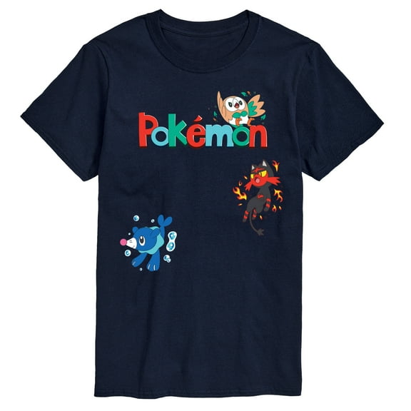Pokémon - Rowlet, Litten, Popplio  - Men's Short Sleeve Graphic T-Shirt