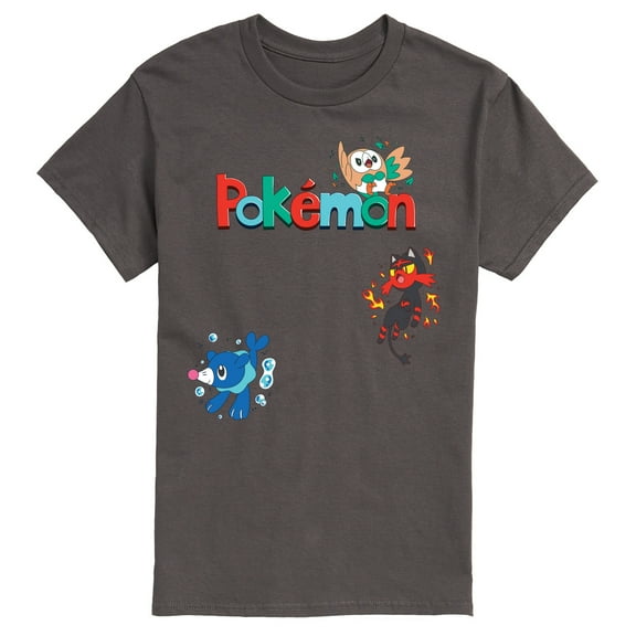Pokémon - Rowlet, Litten, Popplio  - Men's Short Sleeve Graphic T-Shirt