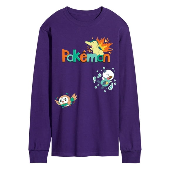 Pokémon - Cyndaquil, Oshawott, Rowlet  - Men's Long Sleeve Graphic T-Shirt