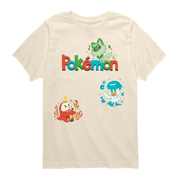 Pokémon - Gen 9 Chikorita, Tepig, Totodile   - Youth Short Sleeve Graphic T-Shirt