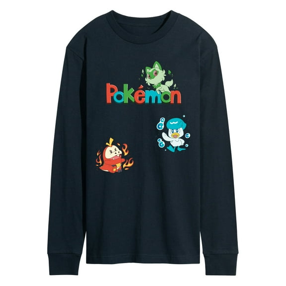 Pokémon - Sprigatito, Fuecoco, and Quaxly  - Men's Long Sleeve Graphic T-Shirt