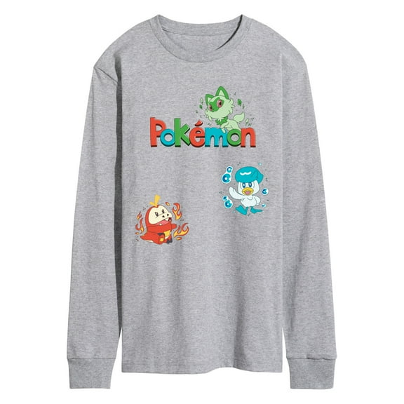 Pokémon - Sprigatito, Fuecoco, and Quaxly  - Men's Long Sleeve Graphic T-Shirt