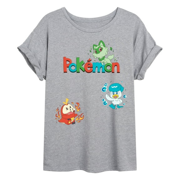 Pokémon - Sprigatito, Fuecoco, and Quaxly  - Womens Oversized Graphic T-Shirt
