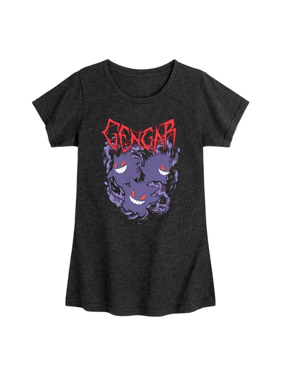 - Gengar Girls' Fitted Short Sleeve Graphic T-Shirt