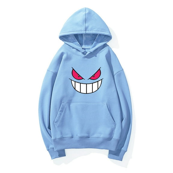 Pokémon Gengar hooded sweatshirt for men, fleece-lined jacket, Haunter merchandise clothing for winter.