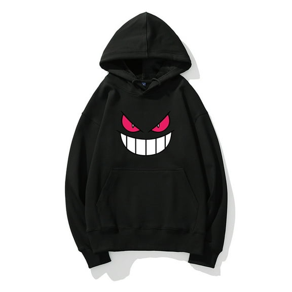 Pokémon Gengar hooded sweatshirt for men, fleece-lined jacket, Haunter merchandise clothing for winter.