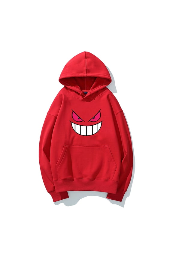 Pokémon Gengar hooded sweatshirt for men, fleece-lined jacket, Haunter merchandise clothing for winter.