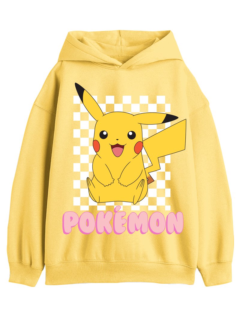 Pokémon Girls' Pikachu Graphic Fleece Hoodie Sweatshirt, Sizes