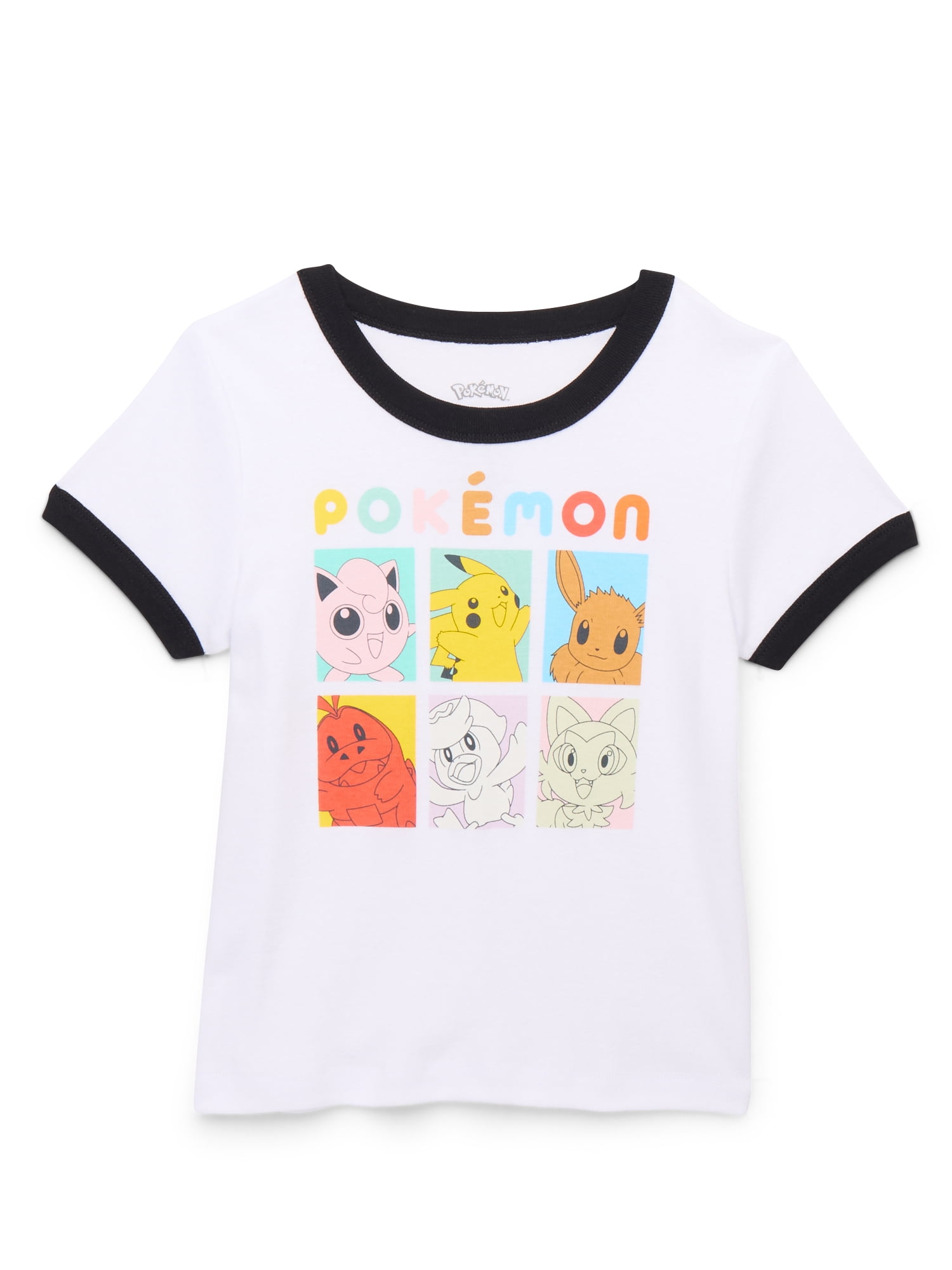 Pokémon Girls Short Sleeve Ringer Graphic Tee, Sizes 4-16