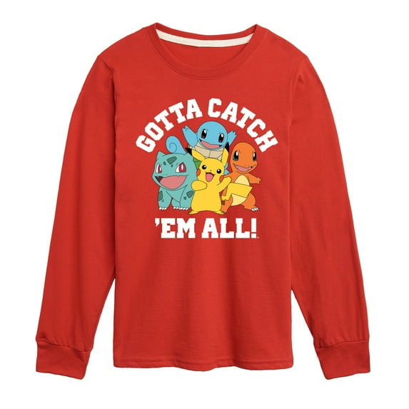 Pokémon - Gotta Catch Em All Starters - Youth Long Sleeve Graphic T- Shirt