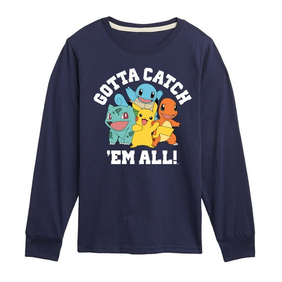 Pokémon - Gotta Catch Em All Starters - Youth Long Sleeve Graphic T- Shirt