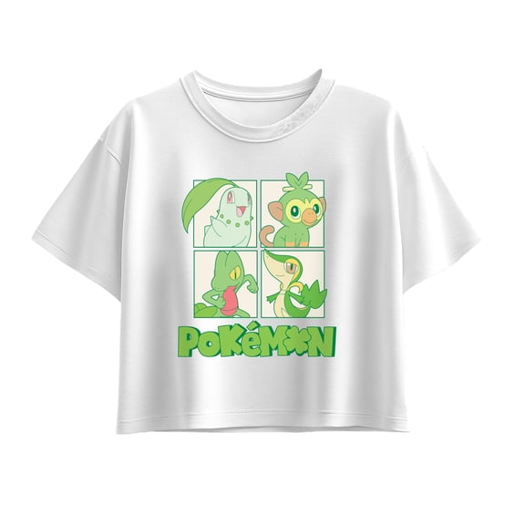Pokémon - Green Grid - Youth Girls Boxy T-Shirt