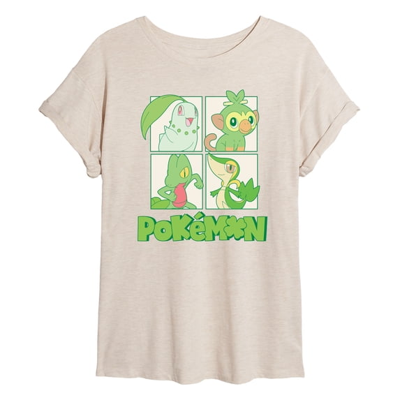 Pokémon - Green Pokemon - Juniors Oversized Graphic T-Shirt