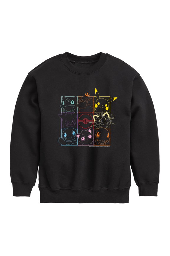 Pokémon - Grid Graphic Long Sleeve Fleece Sweatshirt
