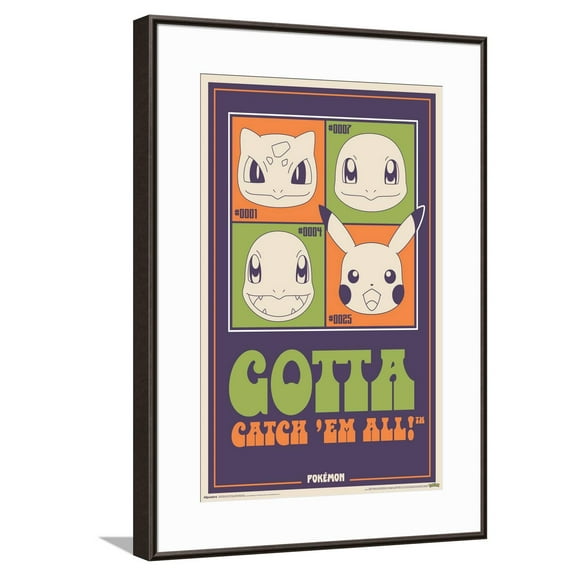 Pokémon: Groovy Vibes - Gotta Catch 'Em All! Canvas Wall Poster, 14.725" x 22.375"