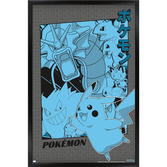 Pokémon - Group Anime Wall Poster, 14.725" x 22.375" Framed