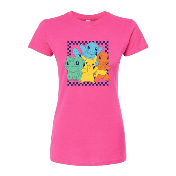 Pokémon - Group Checker Frame - Juniors Fitted Graphic T-Shirt