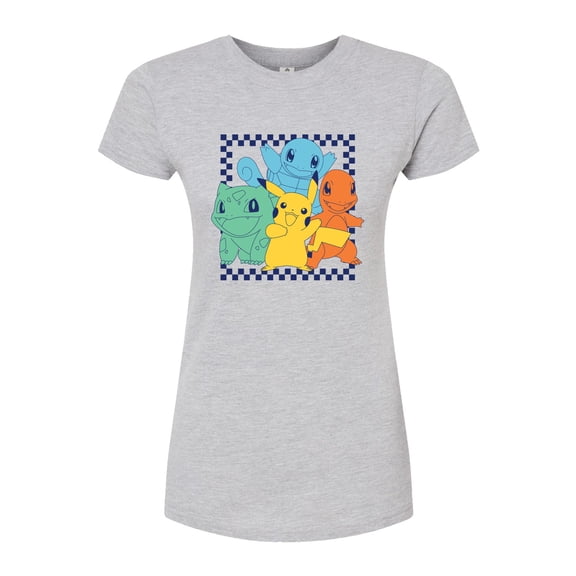 Pokémon - Group Checker Frame - Juniors Fitted Graphic T-Shirt