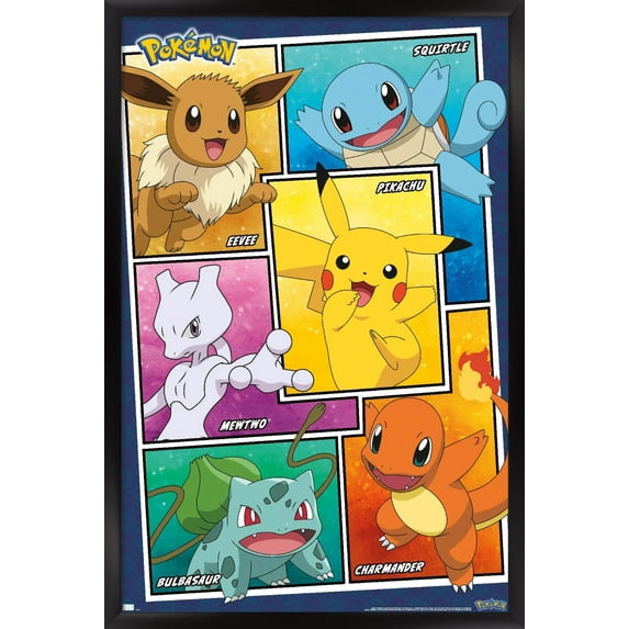 Pokemon - Group Collage Wall Poster, 14.725" x 22.375", Framed