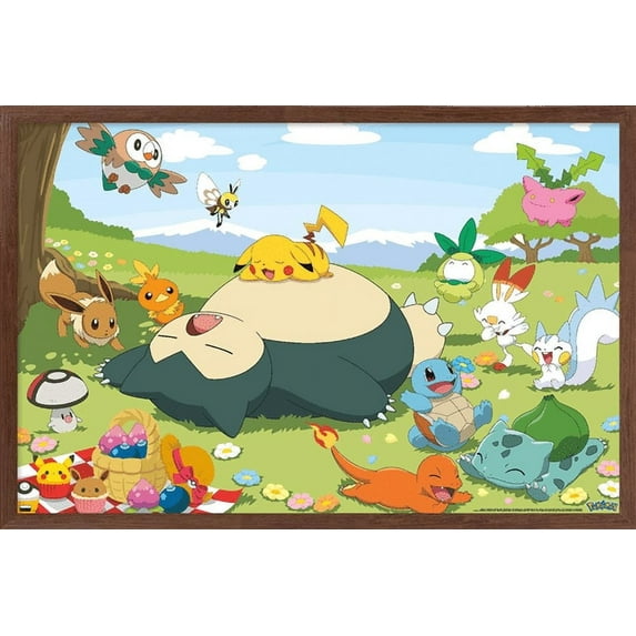 Pokemon - Group Picnic Wall Poster, 14.725" x 22.375" Framed