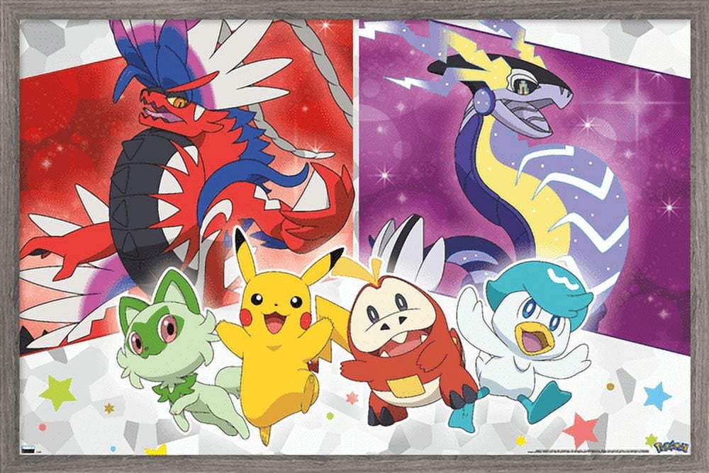 Pokemon - Group Sparkle Wall Poster, 22.375" x 34" Framed