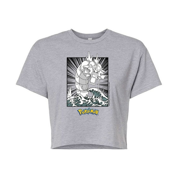 Pokémon - Gyarados Anime - Juniors Cropped Cotton Blend T-Shirt