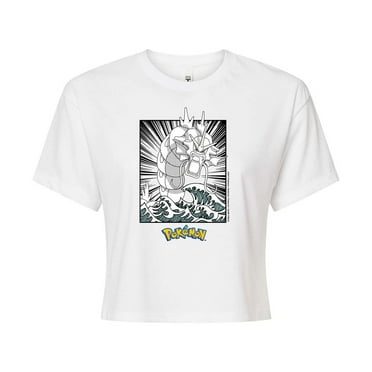 Pokémon - Gyarados Anime - Juniors Cropped Cotton Blend T-Shirt