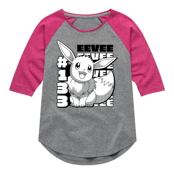 Pokémon - Happy Eevee Cute - Girls Raglan Graphic T-Shirt