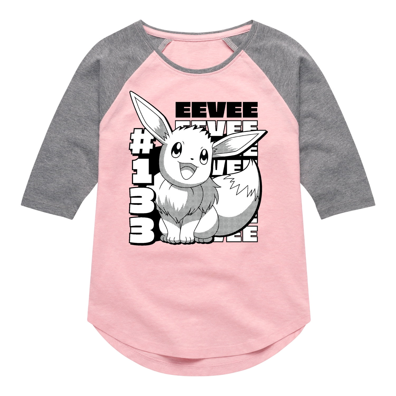 Pokémon - Happy Eevee Cute - Youth Raglan Graphic T- Shirt