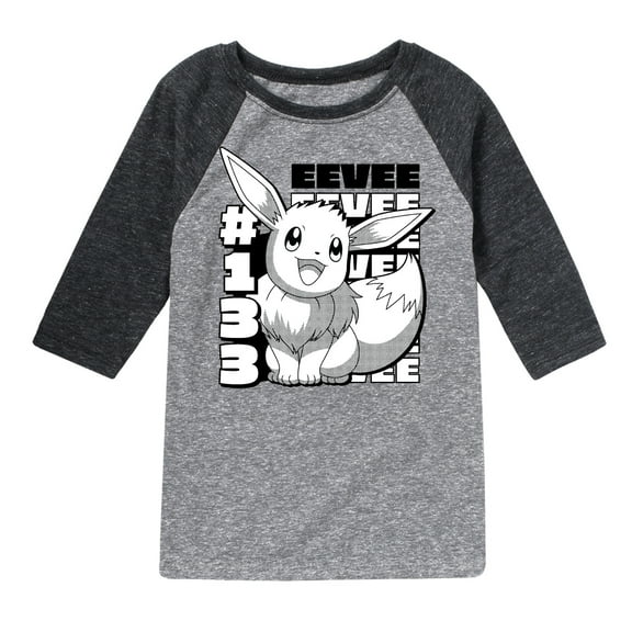 Pokémon - Happy Eevee Cute - Youth Raglan Graphic T- Shirt