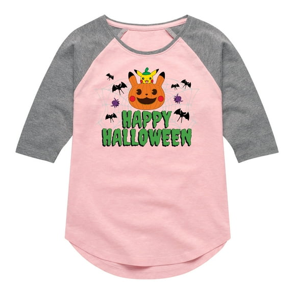 Pokémon - Happy Halloween - Youth Girls Raglan Graphic T-Shirt