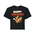thumbnail image 1 of Pokémon - Happy Holidays Evee - Juniors Cropped Cotton Blend T-Shirt, 1 of 5